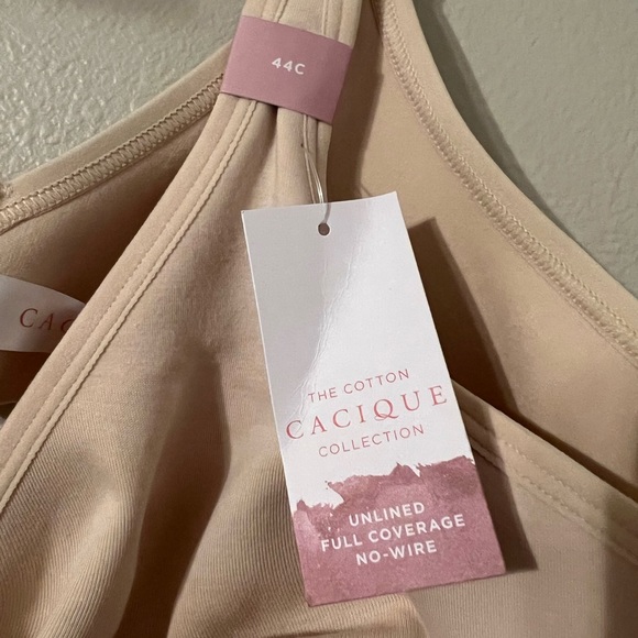 Cacique NWT Unlined Wirefree Nude full-coverage bra cotton, size 44c - Picture 7 of 9